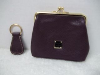 Dooney and Bourke PEBBLED Leather Hobo with Accessories in Grape