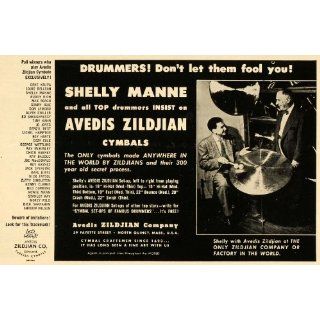 1952 Ad Avedis Zildjian Cymbals Shelly Manne Jazz Drum