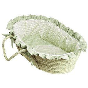 Hoohobbers Moses Baby Basket with Bumpers, Sheet, Blanket   Celery