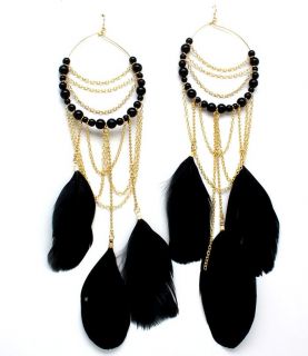 New Basketball Wives Hoops Chain Feather Earrings Free Fast Shipping