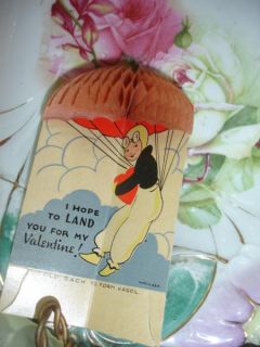 Airplane Pilot Honey Comb Valentine Parachute RARE Plus A Honeycomb