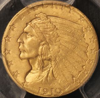 1910 $2 50 Gold Indian Quarter Eagle PCGS MS 65