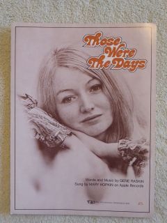   Sheet Music THOSE WERE THE DAYS Mary Hopkin 1968 Gene Raskin TRO