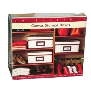 Collapsible Canvas Storage Boxes Set of 3: Home & Kitchen