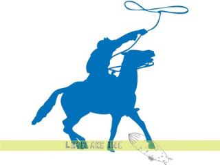 Cowboy on Horse with Lasso Float Vinyl Decal Sticker Wild West Outback