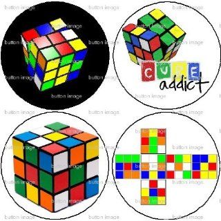 Set of 4 RUBIKS CUBE Pinback Buttons 1.25 Pins Magic