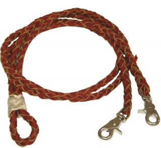  Braided Leather Roping Reins w Scissor Snap Ends New Horse Tack