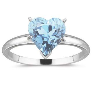 2.20 Cts Aquamarine Solitaire Ring in 18K White Gold 4.0