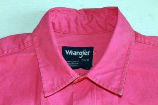 Vtg RARE Wrangler Hot Pink Shirt Western Cowboy Thick Cotton Xltail