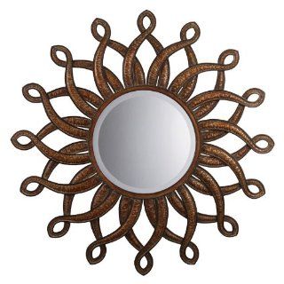 41 Iron Round Decor, Brown, Wall Beveled Mirror Frame
