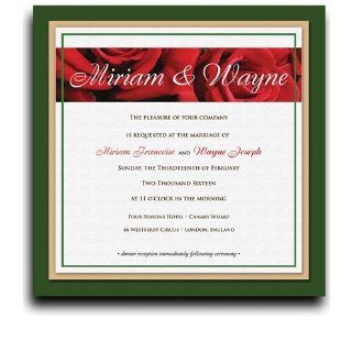 300 Square Wedding Invitations   Red Rose Garden Frost