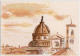 ACEO Authentic Handpaintd Florence Duomo Monotone by Studiod
