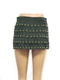 Dark Green Armour Suede Shorts Hotpants