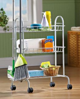 Shelfs House Cleaning Supplies White Metal Trolley 20574