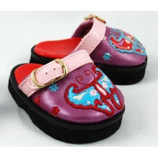 Purple Butterfly Dala Clogs Swedish Shoes with Buckle Doll