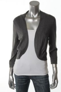 Jessica Howard New Gray 3 4 Sleeves Crop Open Front Cardigan Sweater M