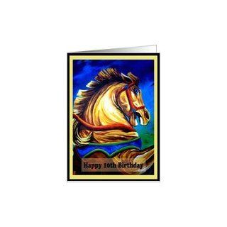 Happy Birthday 10th   Carousel Horse Digitally Painted