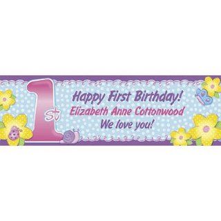 Personalized 1st Birthday Girl Banner   Medium   Party