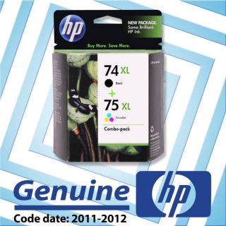 New Genuine HP 74XL 75XL Combo Ink Cartridge 2 Pack