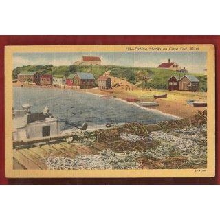 Postcard Vintage Fishing Shacks On Cape Cod Mass
