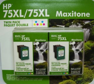 MAXITONE HP 75XL DESKJET OFFICEJET PHOTOSMART TRI COLOR TWIN PACK INK