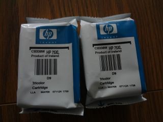 Lot of 2 New Genuine HP 75XL Tri Color Ink Cartridge