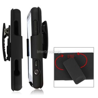 For HTC EVO 3D Black Combo Belt Clip Holster Hard Case Cover Stand
