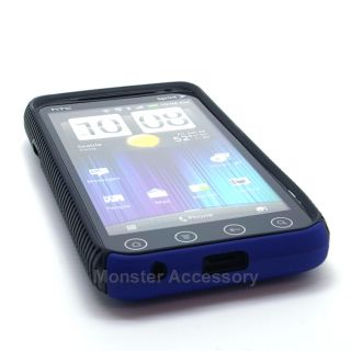 Blue Dual Flex Hard Case Gel Cover for HTC EVO V 4G Virgin Mobile 3D