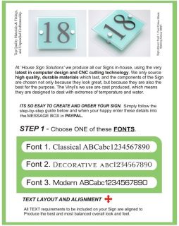 Modern House Sign Door Number Colour Options Available