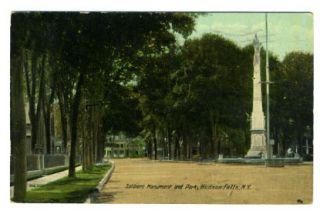 Soldiers Monument Park Hudson Falls NY Postcard 1918
