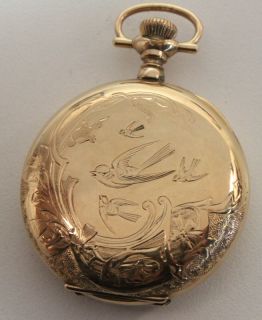 Hugh Connolly c. 1900 Ladies Pocket Watch Engraved Gold Filled Hunter