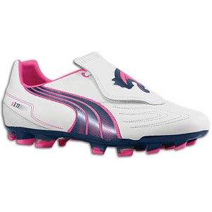PUMA V3.11 FG   Mens   Soccer   Shoes   White/New Navy/Fluo Pink