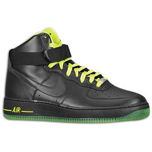 Nike Air Force 1 High   Mens   Basketball   Shoes   Black/Black/Volt