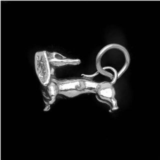 Sterling Silver Charm Cute Little Dachshund Dog 15mm (1