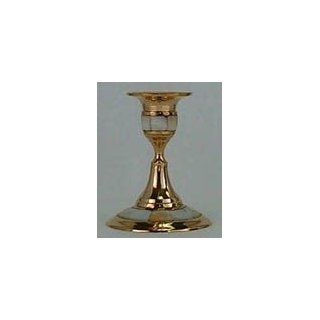 Brass Candle Holder   Brass 4 Mother of Pearl Inlay Taper