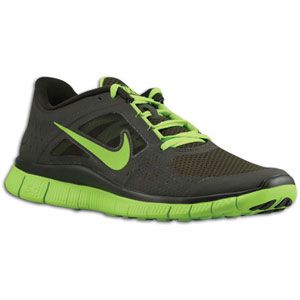 Nike Free Run + 3   Mens   Running   Shoes   Sequoia/Electric Green