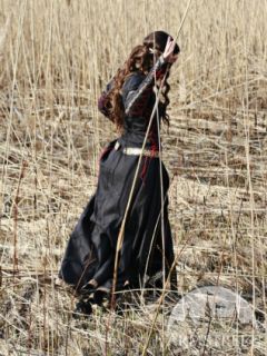 Medieval Black Cotton Dress Lady Hunter Garb SCA No Reserve