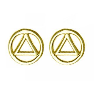 Alcoholics Anonymous Symbol Stud Earrings, #129 6, 3/8 Wide, Solid