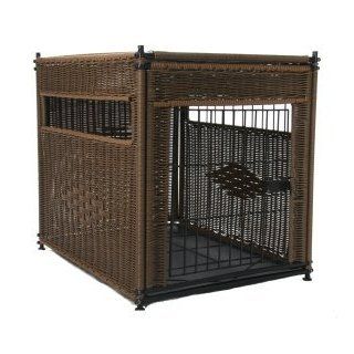 Pet Product 132 Wicker Dog Crate   Small   Dark Brown