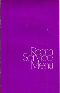 Hyatt Regency Hotel Houston Texas Room Service Menu 1970S