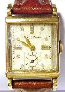 Hyde Park Vintage Antique Diamond 10KT Solid Gold Mens Wristwatch