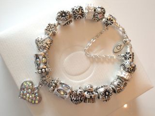 Authentic Pandora Bracelet Wife I Love You Family Antique AB Crystals