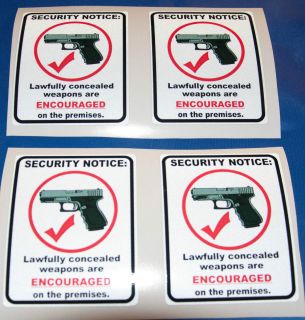  Notice Concealed Carry Encouraged Decal 3M 