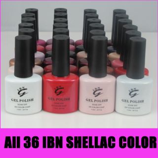 40PCS IBN Shellac Nail Kit All 36 Shades Shellac Nail Polish Gel 4 Top