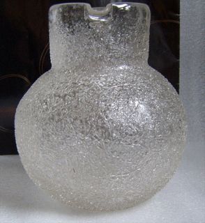 Antique Ice Glass Water Jug Crackled Overshot Pitcher