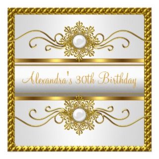 30th Birthday Party Invitations on Elegant White Gold Frame Jewel 30th Birthday Personalized Invite