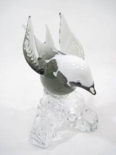 Arte Murano Icet Crystal Black Swallow Bird Figurine