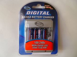 Iconcepts NiMH AA and AAA Rechargeable Battery Charger with 4 AAA