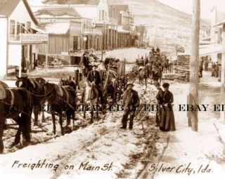 1890s Main Street St Silver City Idaho ID Gold Mine Miners Freight