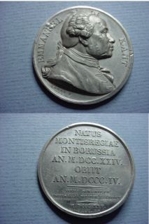 France Medal Immanuel Kant Philospher 1834 Wite Metal